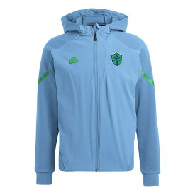 Men's adidas Blue Seattle Sounders FC 2024 Anthem Travel Raglan Sleeve Full-Zip Jacket