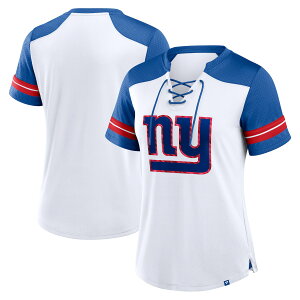 �y�����O�b�Y�zNFL �W���C�A���c T�V���c Fanatics/�t�@�i�e�B�N�X ���f�B�[�X �z���C�g (24 Women's Foiled Primary Short Sleeve Lace-Up Top)