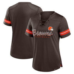 �y�����O�b�Y�zNFL �u���E���Y T�V���c Fanatics/�t�@�i�e�B�N�X ���f�B�[�X �u���E�� (24 Women's Play Script Poly Short Sleeve Fashion Top)