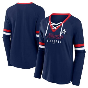 �y�����O�b�Y�zMLB �u���[�u�X ���O���� �V���c �i�����j Fanatics/�t�@�i�e�B�N�X ���f�B�[�X �l�C�r�[ (Womens Fall24 Won and Done LS Lace Up)