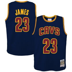【公式グッズ】NBA キャバリアーズ レブロン・ジェームズ ユニフォーム Mitchell & Ness/ミッチェル＆ネス キッズサイズ ネイビー (MNC HWC Youth Swingman Jerseys)