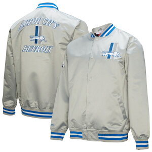 �y�����O�b�Y�zNFL ���C�I���Y �W���P�b�g Mitchell & Ness/�~�b�`�F�����l�X �����Y �O���C (NFL DOUBLE DOWN SATIN JACKET VINTAGE LOGO)