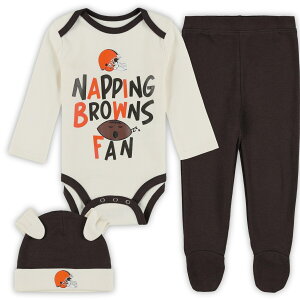 �y�����O�b�Y�zNFL �u���E���Y �L�b�Y�E�F�A�Z�b�g Outerstuff ��l�T�C�Y �u���E�� (NFL Newborn Little Champ 3pc Creeper, Pant & Hat set)