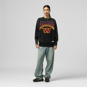 yObYzNFL R}_[Y g[i[ Mitchell & Ness/~b`FlX fB[X ubN (NFL Womens Delineate Mineral Wash BLK Crew - R)