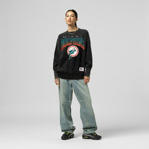 yObYzNFL htBY g[i[ Mitchell & Ness/~b`FlX fB[X ubN (NFL Womens Delineate Mineral Wash BLK Crew - R)
