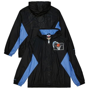 �y�����O�b�Y�zNBA �L���o���A�[�Y �W���P�b�g Mitchell & Ness/�~�b�`�F�����l�X �����Y �u���b�N (FA25 Mens MNC HWC Playmaker Collection Vintage Windbreaker Hooded Jacket)