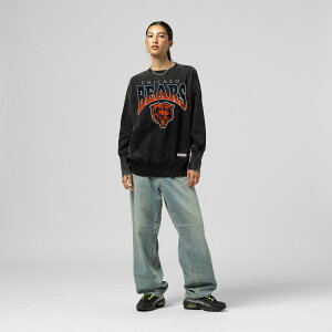 yObYzNFL xA[Y g[i[ Mitchell & Ness/~b`FlX fB[X ubN (NFL Womens Delineate Mineral Wash BLK Crew - R)