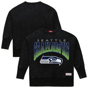 yObYzNFL V[z[NX g[i[ Mitchell & Ness/~b`FlX fB[X ubN (NFL Womens Delineate Mineral Wash BLK Crew - R)