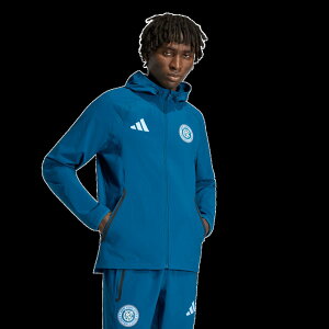 �y�����O�b�Y�zMLS �j���[���[�N�E�V�e�BFC �W���P�b�g Adidas/�A�f�B�_�X �����Y �u���[ (ADI Men's S26 Tiro Full Zip Travel Hooded Windbreaker)