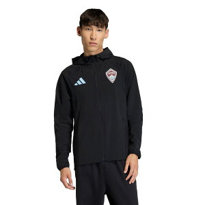 �y�����O�b�Y�zMLS �R�����h�E���s�b�Y �W���P�b�g Adidas/�A�f�B�_�X �����Y �u���b�N (ADI Men's S26 Tiro Full Zip Travel Hooded Windbreaker)