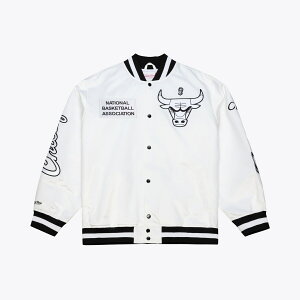 �y�����O�b�Y�zNBA �u���Y �W���P�b�g Mitchell & Ness/�~�b�`�F�����l�X �����Y �z���C�g (SP26 NBA ARCTIC WHITE LIGHTWEIGHT SATIN JACKET)