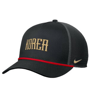 �y�����O�b�Y�zNATIONAL TEAM �؍���\ �A�W���X�^�u���L���b�v Nike/�i�C�L �����Y �u���b�N (BCS S26 Men's Rise Rope Trucker Hat)