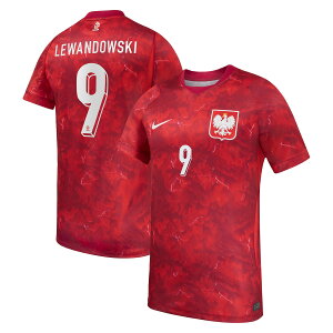 Men's Nike Robert Lewandowski Red Poland National Team 2026 Away Stadium Replica Jersey