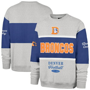 Men's '47 Royal/Heather Gray Denver Broncos Blockfield Maximalist Sweatshirt
