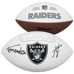 Ashton Jeanty & Fernando Mendoza Las Vegas Raiders Autographed Wilson White Panel Football