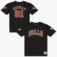 Men's Mitchell & Ness Dennis Rodman Black Chicago Bulls Hardwood Classics Name & Number Classic T-…