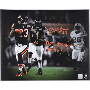Devin Hester Chicago Bears Autographed 16 x 20 Super Bowl XLI Kickoff Return Spotlight Photograph with 92 yd Opening KR TD! Inscription