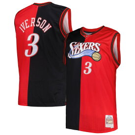 NBA 76ers アレン・アイバーソン ユニフォーム Mitchell & Ness（ミッチェル＆ネス） メンズ ブラック (Profile MNC Mens Big and Tall Split Swingman Jersey)