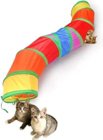 猫トンネル S型 猫おもちゃ ネコ用品 水洗い可能 折りたたみ式 収納便利 キャットトンネル 長いネコトンネル 猫遊び ストレス発散 ペット用品 ペット玩具 運動不足対策