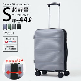 【最大30％OFFクーポン配布中】スーツケース sサイズ 軽量 拡張機能 キャリーケース 機内持ち込み 拡張 小型 TSAロック 静音 キャスター 115cm以内 PP素材 頑丈 耐衝撃 修学 国内 旅行 超軽量 トランクケース 大容量 ファスナー ハード キャリー パープル 紫 ty2501w