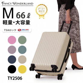 【最大30％OFFクーポン配布中】 スーツケース Mサイズ 軽量 中型 キャリーケース ハード 静音 ダブルキャスター TSAロック付き ファスナー式 4泊5日 大容量 シンプル おしゃれ 可愛い メンズ レディース 人気 修学旅行 海外 国内 ビジネス 出張 ベージュ TY2506