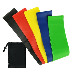 エクササイズ バンド チューブ 強度別 5本セット トレーニング ストレッチ ヨガ フィットネス ピラティス ジム 体幹 運動 筋トレ インナーマッスル スクワット ダイエット 器具 美尻 収納袋