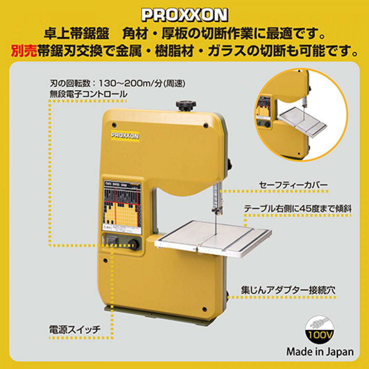 楽天市場】プロクソン ミニバンドソウ 卓上帯鋸盤 バンドソー PROXXON 
