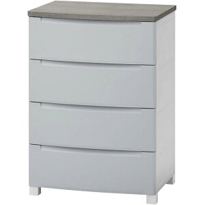 アイリスオーヤマ ウッドトップノックダウンチェスト 4段 56cm幅 KDMG-564WT ライトグレー 簡単組立 引き出し 収納 木目調 天板 リビングチェスト