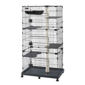 アイリスオーヤマ キャットランドケージ ワイド PCLC-903 ダークグレー　3段 猫用 スリムタイプ キャスター付 ハンモック付 【お客様組立】