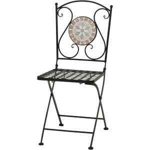 【I】 不二貿易 ガーデン モザイク柄 チェア 花 セラミック製 10658 ブラウン ガーデンチェア 庭 椅子 いす
