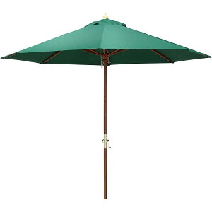 【I】不二貿易 ガーデン パラソル グリーン クランク式 60153 直径270cm 日除け 木製 庭 ガーデン 傘 傘のみ パラソルベース別売