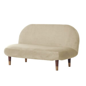 【I】【代引不可】セルタン ラウンドソファ 2人掛け ベロア ベージュ A1465 くすみカラー かわいい ソファ コンパクト 一人暮らし ワンルーム