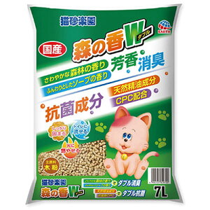 アース・ペット 猫砂楽園 森の香りダブル7L  ねこ用トイレ用品 消臭 抗菌 国産 ペット用品
