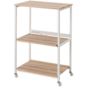 武田コーポレーション ヴィンテージ調レンジ台ラックT0-VRRL89VNA ナチュラル 収納ラック/キッチン棚/キャスター付き/コンセント付き