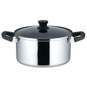 リンピオ 両手鍋 24cm ガラス蓋付 オール熱源対応 ステンレス3層底 ふっ素樹脂加工 IH ミラー仕上げ NQ-0042 ベストコ