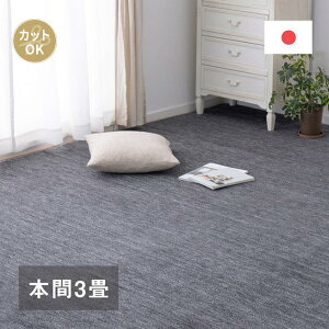 【I】 萩原 ペットにやさしい平織カーペット ラウム 本間3畳 600200230 ブラック 191×286cm フリーカット ホットカーペット・床暖房対応 日本製