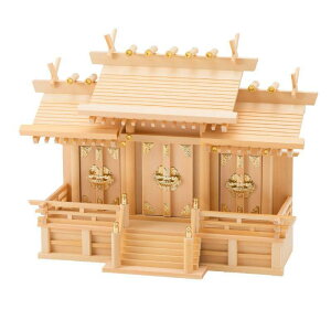 静岡木工 神棚の里 屋根違い三社 木曽桧(中) 神棚 日本製 木曽檜(ひのき)