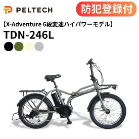 【 防犯登録付き / 即乗りOK 】20インチ 折りたたみ電動アシスト自転車 TDN-246L 外装6段変速 36V8.5AHバッテリー ハイパワーモデル PELTECH ペルテック X-Adventure エックスアドベンチャー 極太ファットタイヤ 街乗り アウトドア 買い物 通勤 通学 両立スタンド 組立動画有