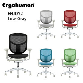 【神奈川・東京・千葉北西部・埼玉南部 無料引取サービス有】エルゴヒューマン エンジョイ2 ロータイプ グレーフレーム（5カラー展開）EJ2-LAM-GF Ergohuman ENJOY2 オフィスチェア チェア 椅子 いす イス オフィスチェア 肘 キャスター付き リクライニング