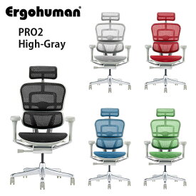 【神奈川・東京・千葉北西部・埼玉南部 無料引取サービス有】エルゴヒューマン プロ2 ハイタイプ グレーフレーム（5カラー展開）EHP2-HAM-GF Ergohuman PRO2 オフィスチェア チェア 椅子 いす イス オフィスチェア 肘 キャスター付き リクライニング