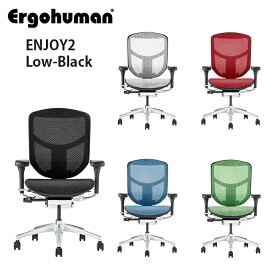【神奈川・東京・千葉北西部・埼玉南部 無料引取サービス有】エルゴヒューマン エンジョイ2 ロータイプ ブラックフレーム（5カラー展開）EJ2-LAM-BF Ergohuman ENJOY2 オフィスチェア チェア 椅子 いす イス オフィスチェア 肘 キャスター付き リクライニング