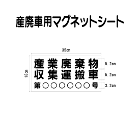 産廃車マグネットシート 産業廃棄物収集運搬車　012　（許可番号のみ、事業者名なし ）サイズ 横幅35cm 高さ18cm（入数 1枚）　収集運搬車 表示用 マグネット シート
