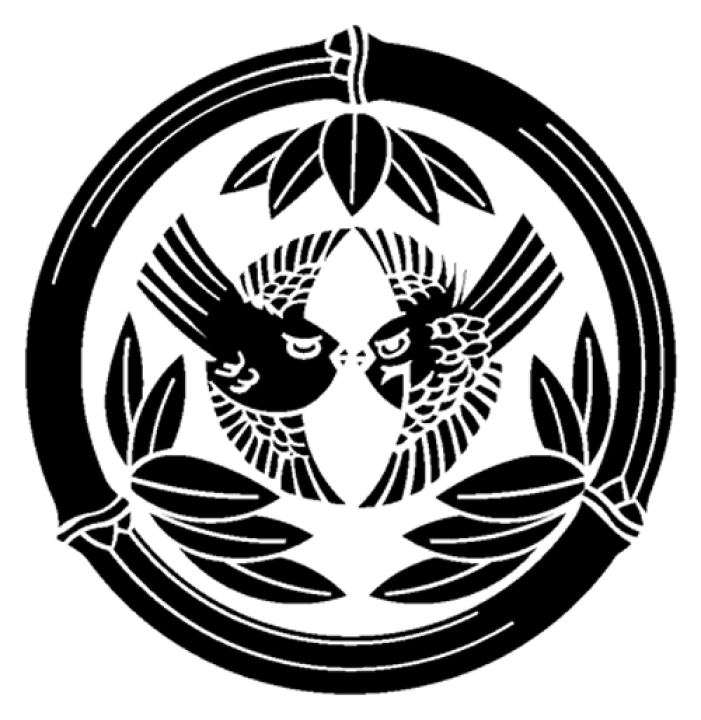 楽天市場】家紋ステッカー 121 竹輪笹に向かい雀 20cmサイズ