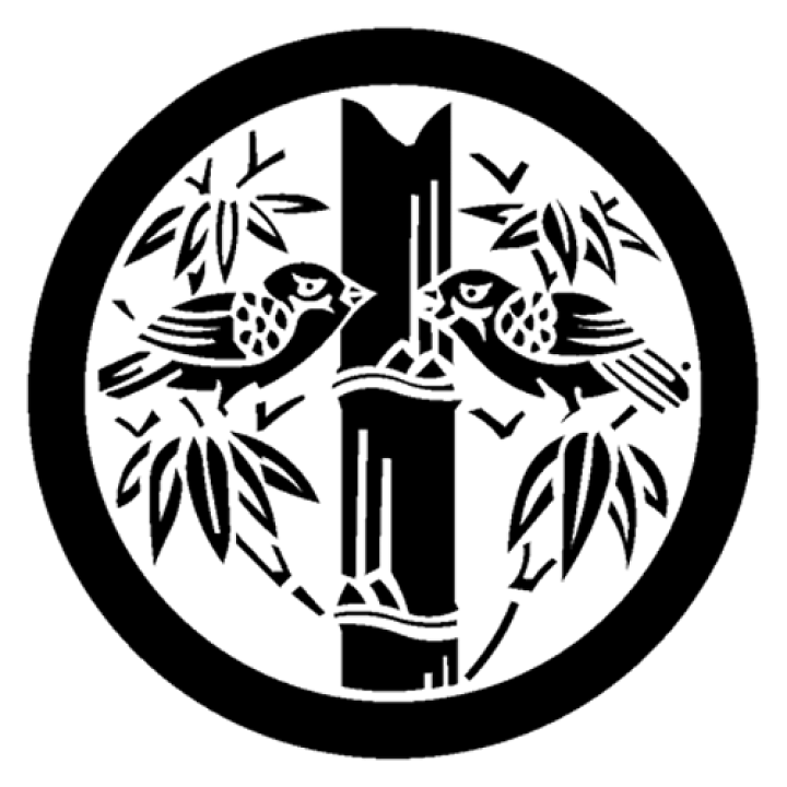 楽天市場】家紋ステッカー 122 中輪に切り竹笹に雀 20cmサイズ