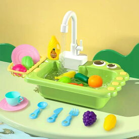 おままごと キッチンセット 食器洗い機おもちゃ 水遊び おもちゃ 循環出水 カップ お皿 果物 ごっこ遊び 知育玩具 プレゼント 誕生日 入園祝い ピンク
