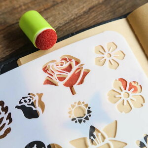 描画テンプレート ステンシルシート プレート 花 子供 手帳用 製図用 絵画テンプレート 描画ツール 絵描き道具 塗り絵 DIYアルバム 絵図 手帳用に (花)