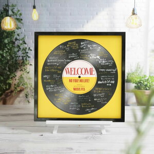 NEW 名入れ 日付 挙式日 インテリア ウェルカムボード 結婚式 記念 ウェルカムスペース ヴィンテージ風 メッセージ レコード 音楽 フェス婚 ゲスト参加型 演出/ 寄せ書きもできる!レコード