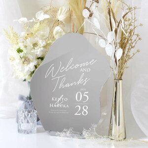 ミラーウェルカムボード 6デザイン ウェルカムスペース ウェディングボード 結婚式 受付 ウェルカムスペース装飾 飾り付け アクリル 鏡越しショット ミラーセルフィー 韓国風 うねうね /