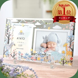 ＼ランキング1位／ 出産内祝い 出産記念品 名入れ 動物フォトフレーム 写真立て 命名書 ベビーフォトフレーム 孫誕生記念 出産メモリアルギフト 誕生記念品 お宮参りお食い初め／《誕生記念品》命名書ベビーガラスフォトフレーム「《2ポケット》アニマル」