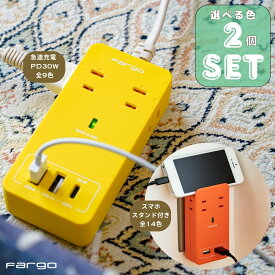 【 超お買い得2個セット】電源タップ あの芸能人も大絶賛 電源 タップ usb 雷ガード 固定 収納 壁 デスク 安全 USB 4.2A 急速充電 TYPE-C PD30W 急速 スマホスタンド 延長コード Fargo ファーゴ コンセント 壁挿し おしゃれ ギフト プレゼント クリスマス 旅行 新生活